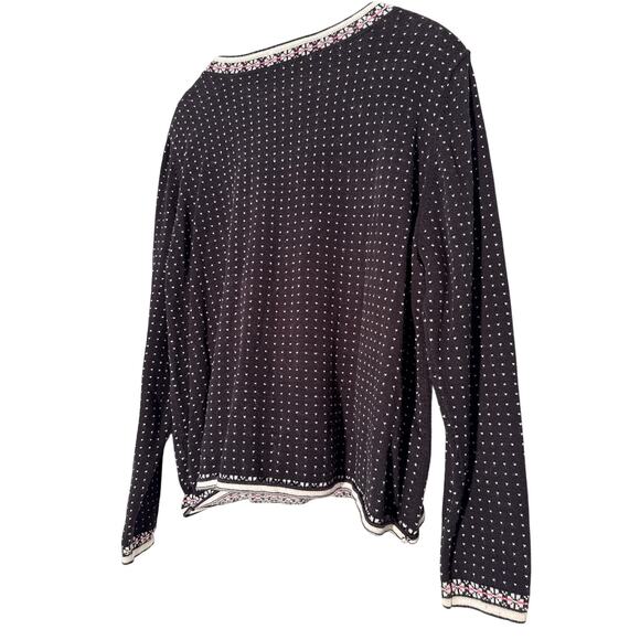 Alfred Dunner Black Snowman Sweater Polka Dots Sz XL - Picture 4 of 7